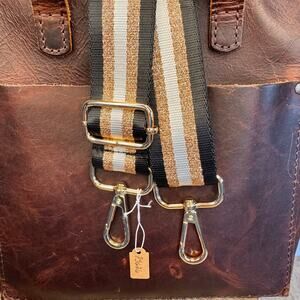 Crossbody Purse Strap Black Bag Strap Gold Striped Guitar Bag Strap NEW